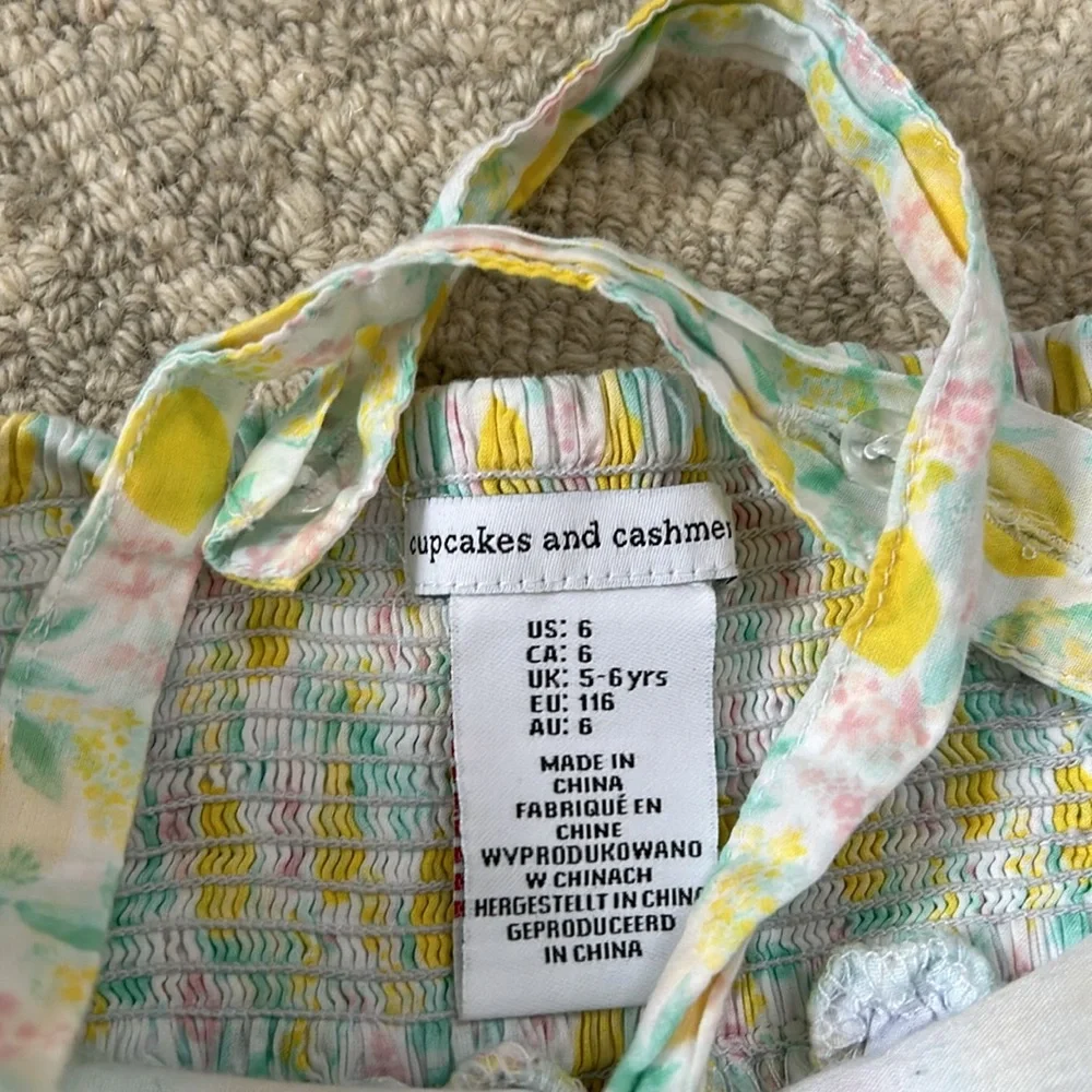 GIrls Lemon Pattern Sun Dress Size 6 - Picture 5 of 6